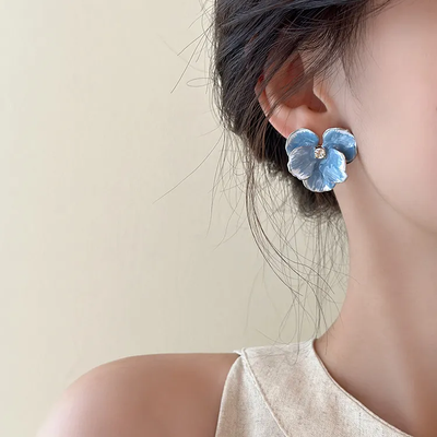 Elegant Blue Blossom Earrings