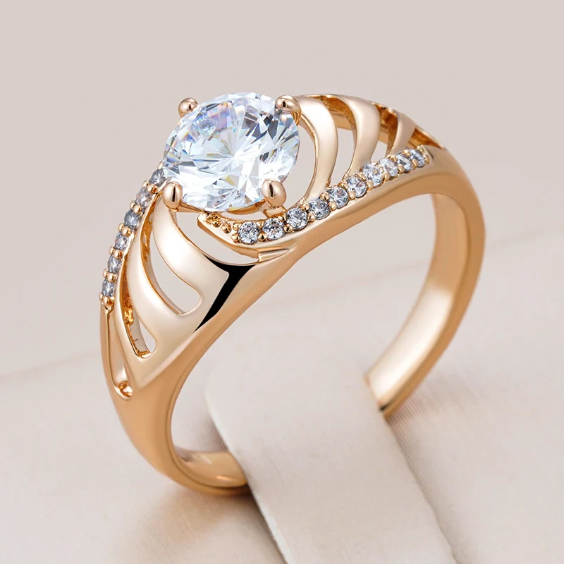 Elegant Spiral Hollow Zirconia Ring