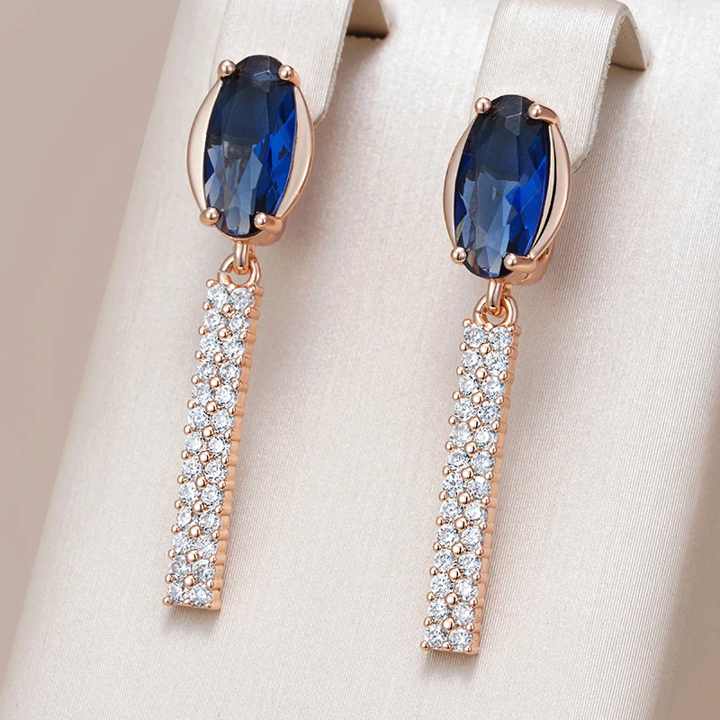 Elegant Blue Crystal Dangling Bright Earrings