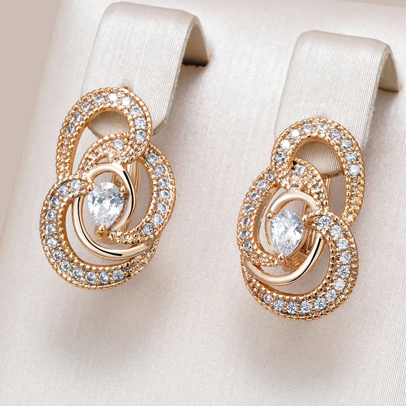 Vintage Bright Spiral Zirconia Earrings