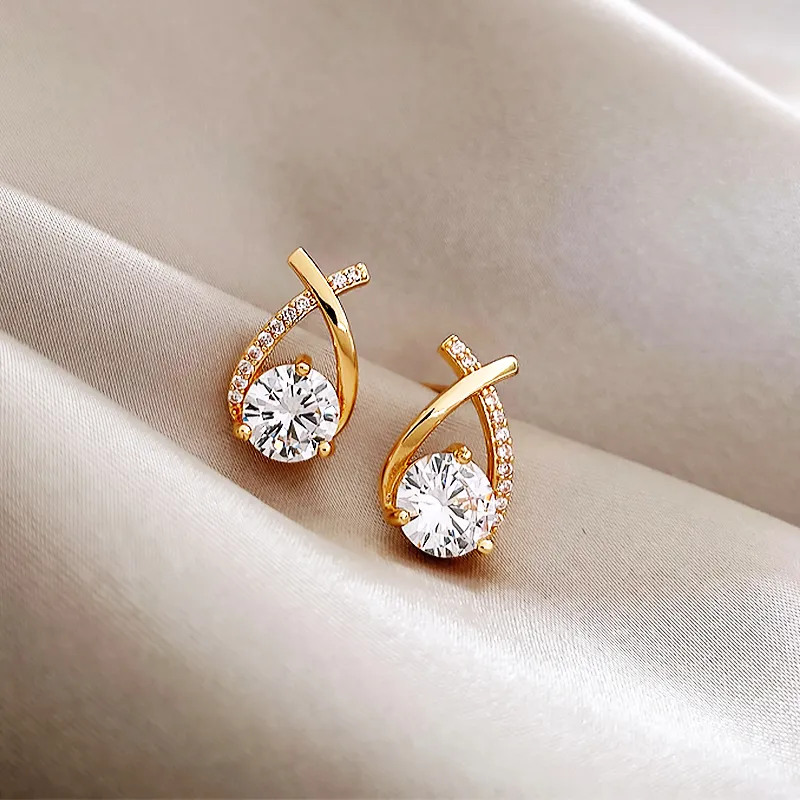 Elegant Bright Cross Zirconia Earrings