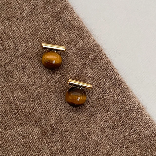 Elegant Brown Stone Earrings