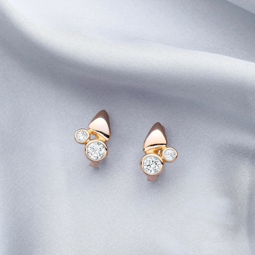 Elegant Golden Inlaid Crystal Earrings