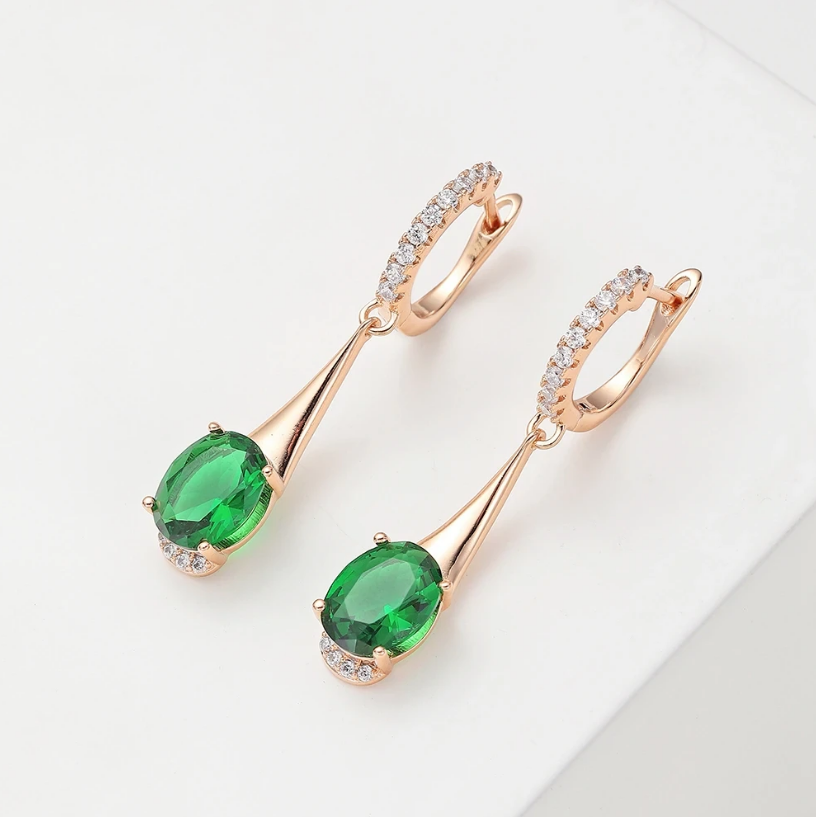 Elegant Dangling Green Crystal Earrings