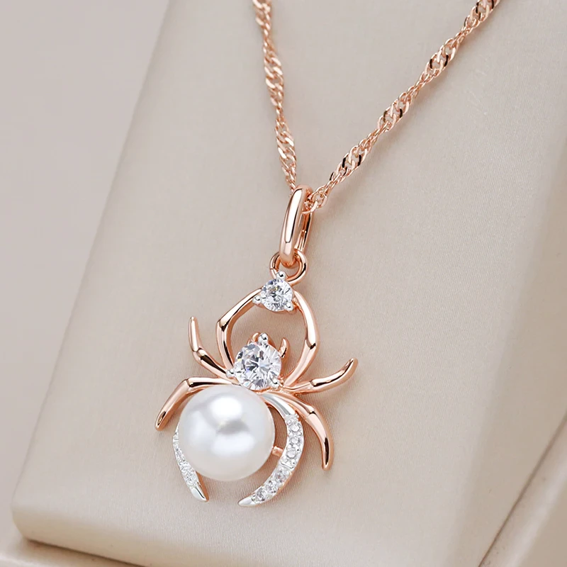 Elegant Pearl Spider Necklace