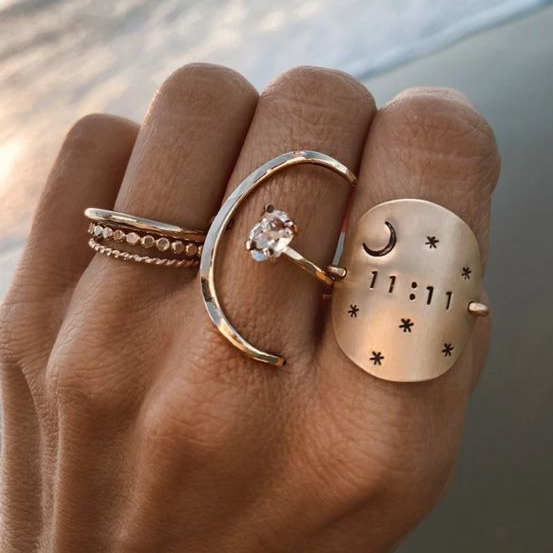 Vintage Moon Zirconia Ring Set