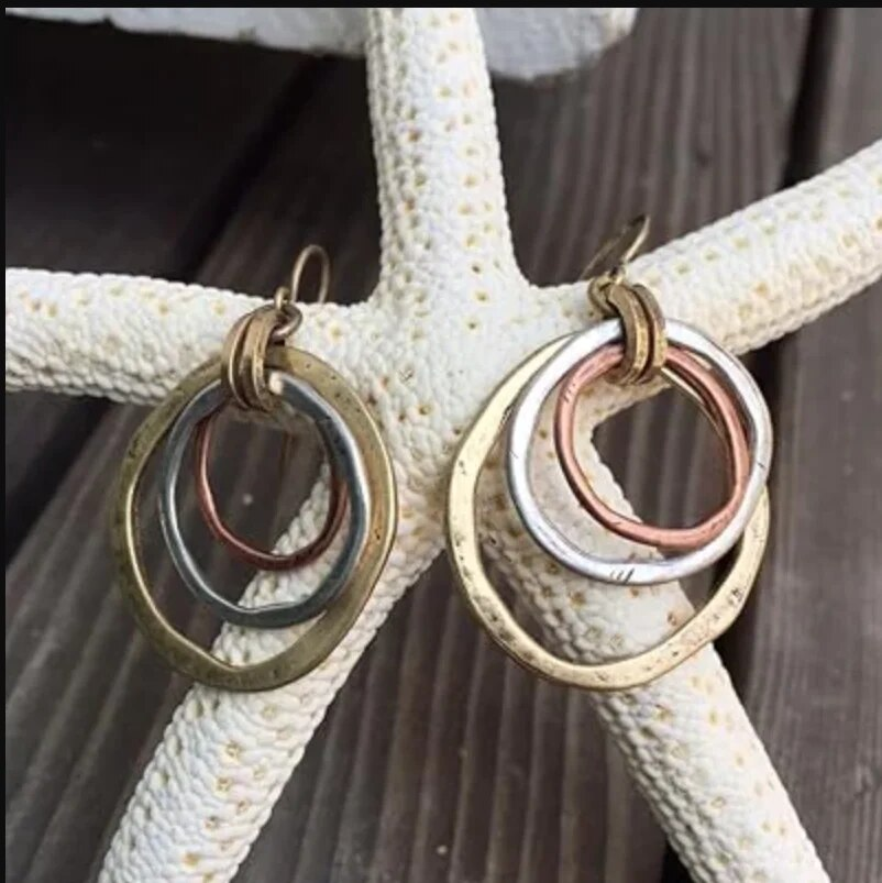 Vintage Circular Gold & Silver Earrings