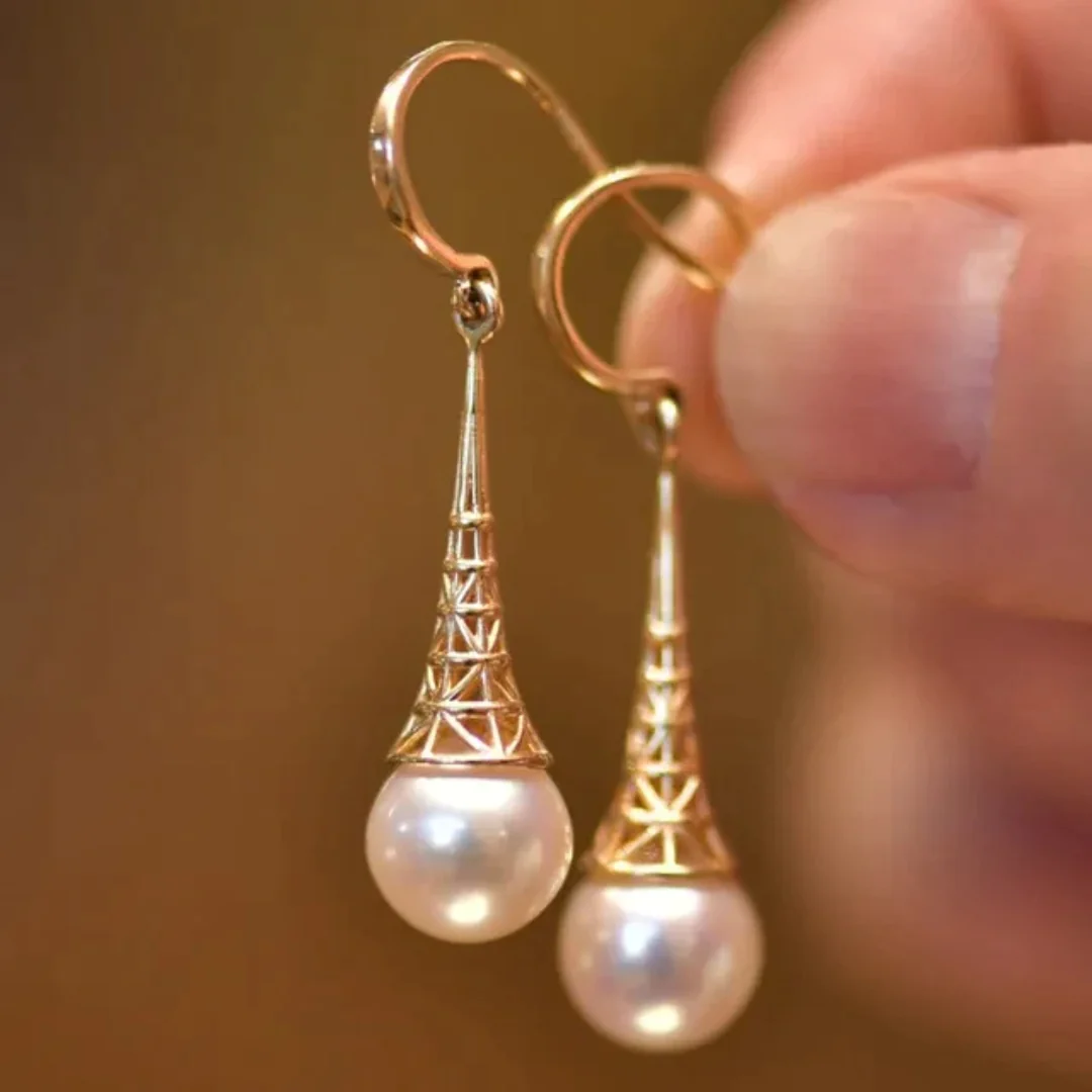 Vintage Gold & Pearl Dangling Earrings