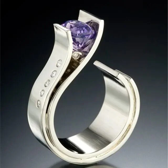 Vintage Purple Zirconia Silver Ring