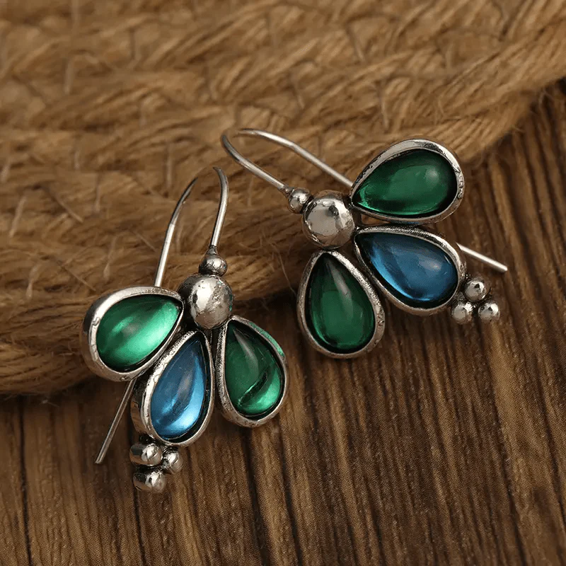 Vintage Green & Blue Stone Earrings