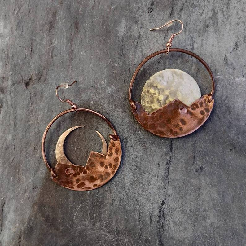 Vintage Washed Brown Rounded Earrings