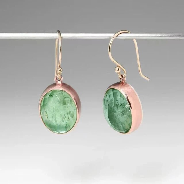 Vintage inlaid Green Stone Earrings