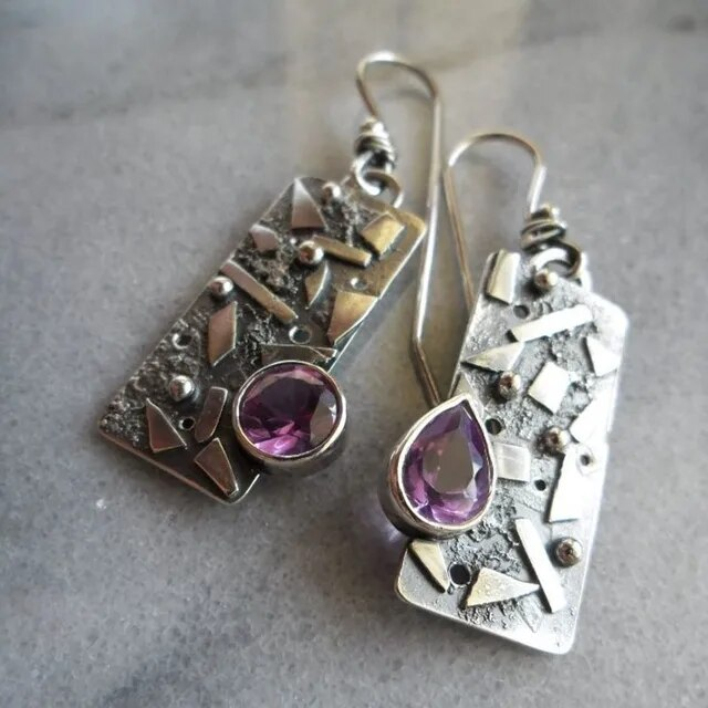 Vintage Amethyst Crystal Earrings