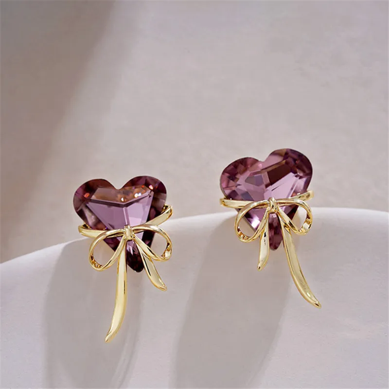 Elegant Garnet Heart Earrings