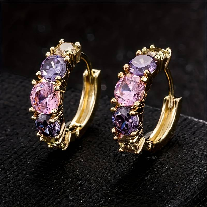 Elegant Violet Crystal Earrings