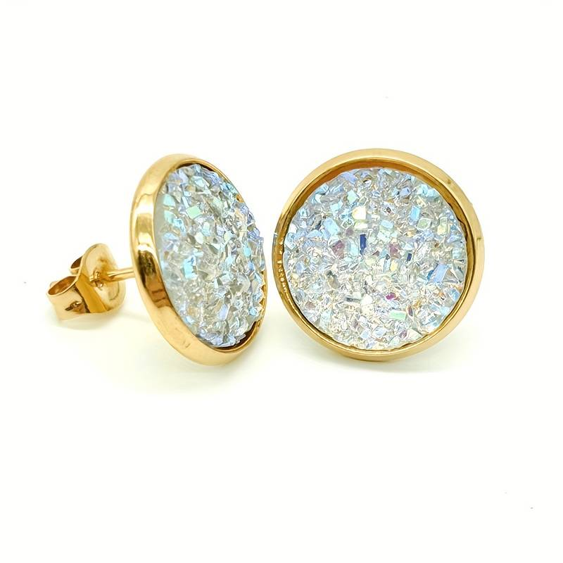 Elegant Golden Rounded Bright Earrings