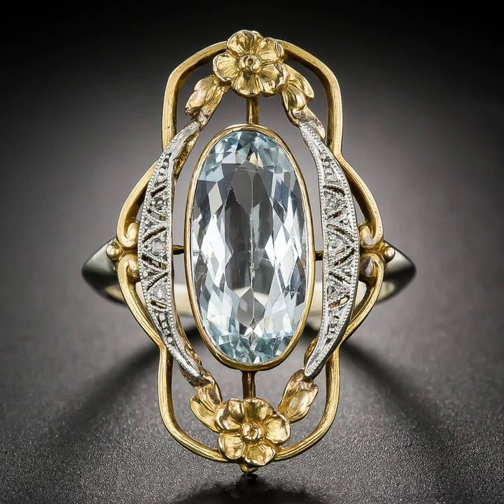 Vintage Blue Zirconia Gold Ring