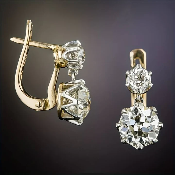 Vintage Golden Zirconia Earrings