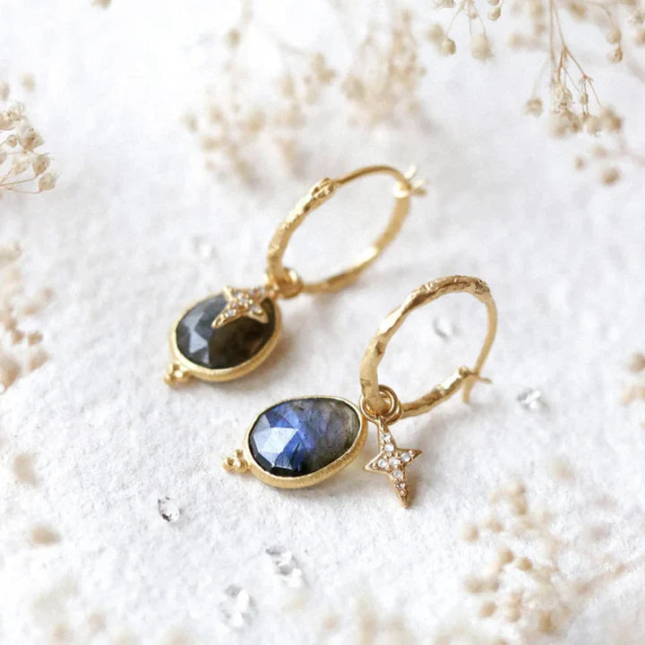 Vintage Golden Blue Stone Earrings