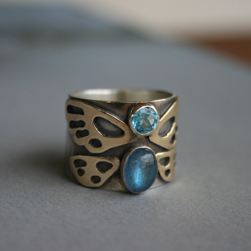 Vintage Butterfly Blue Stone Ring