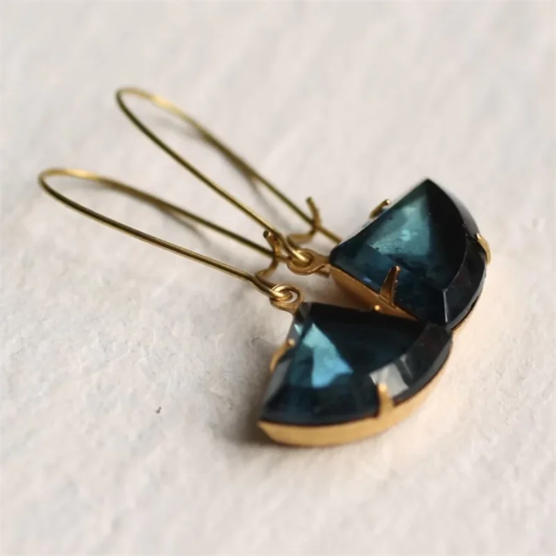 Vintage Blue Crystal Slice Earrings