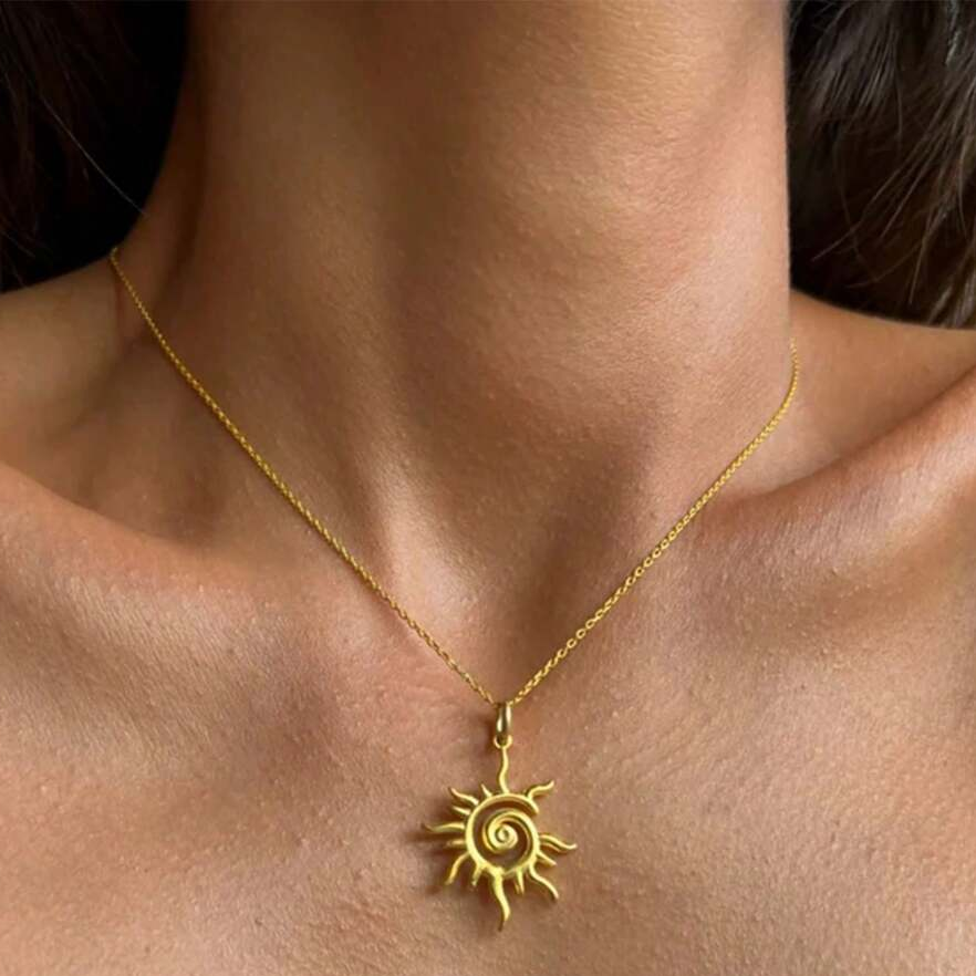 Vintage Golden Sun Necklace