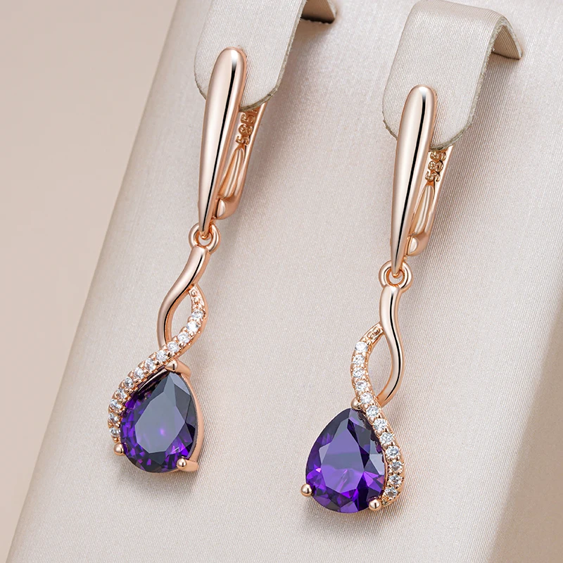 Elegant Purple Glass Dangling Earrings