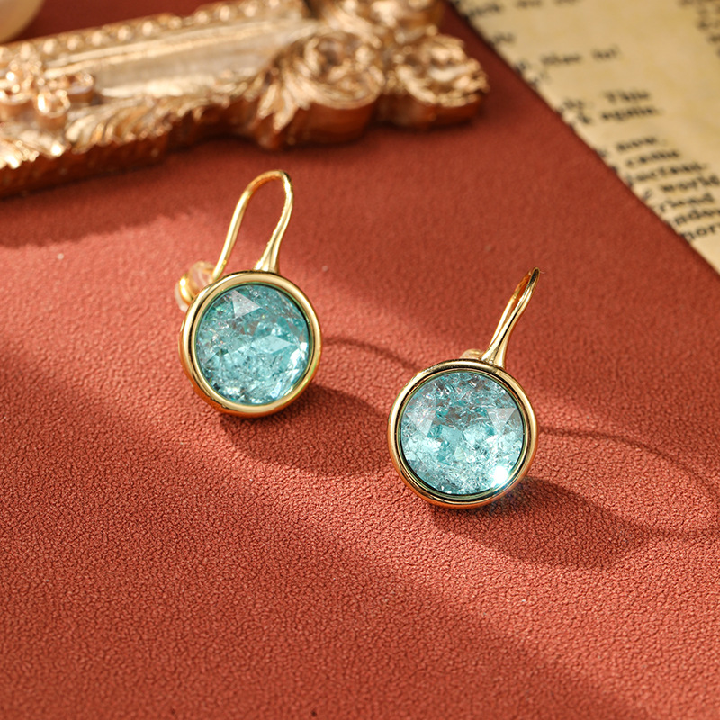 Vintage Rounded Inlaid Crystal Earrings