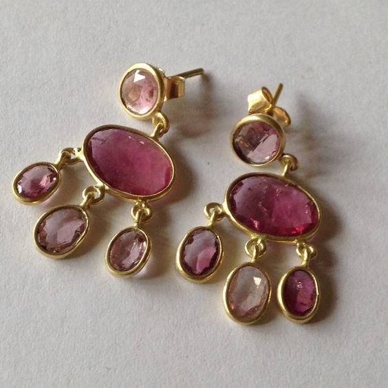 Vintage Garnet Stone Rain Earrings