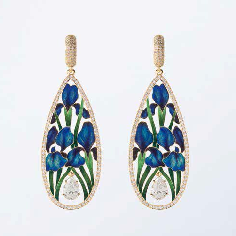 Vintage Blue Flower Drop Earrings