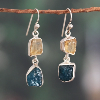 Vintage Dangling Glass & Stone Earrings