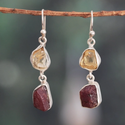 Vintage Dangling Glass & Stone Earrings