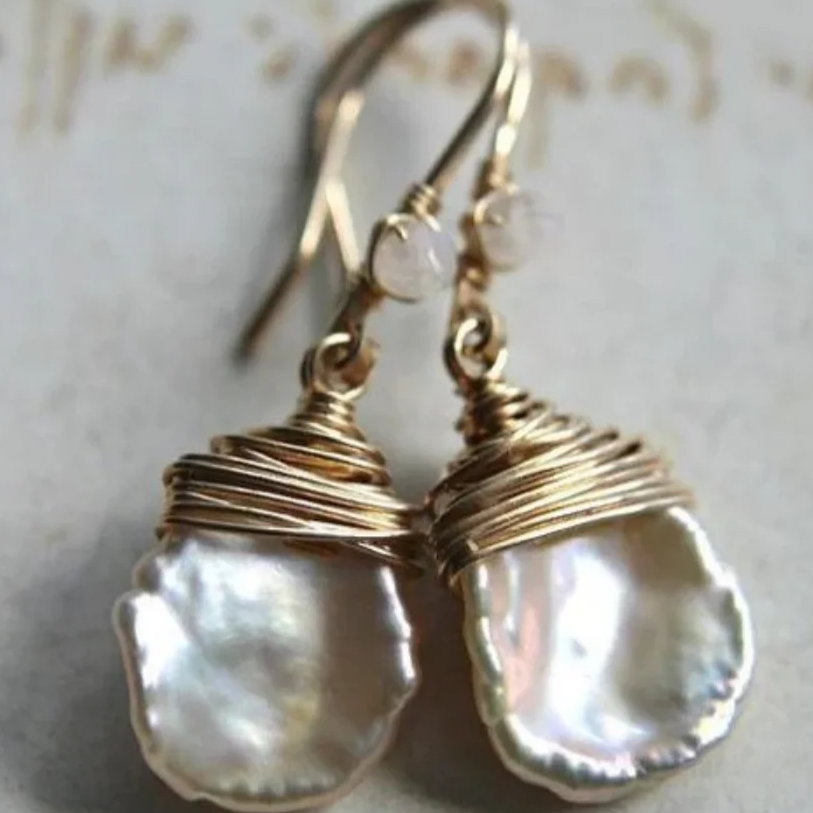 Vintage Pearl Golden Threads Earrings