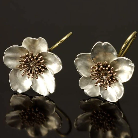 Vintage Silver Blossom Earrings