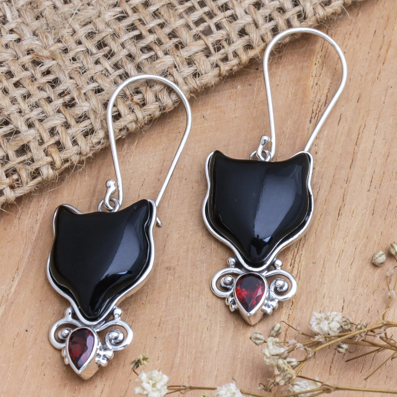 Vintage Black Kitty Earrings