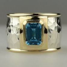 Vintage Silver & Gold Blue Crystal Ring