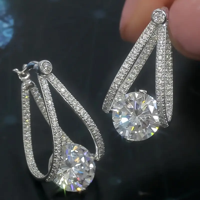 Vintage Bright Silver Crystal Earrings