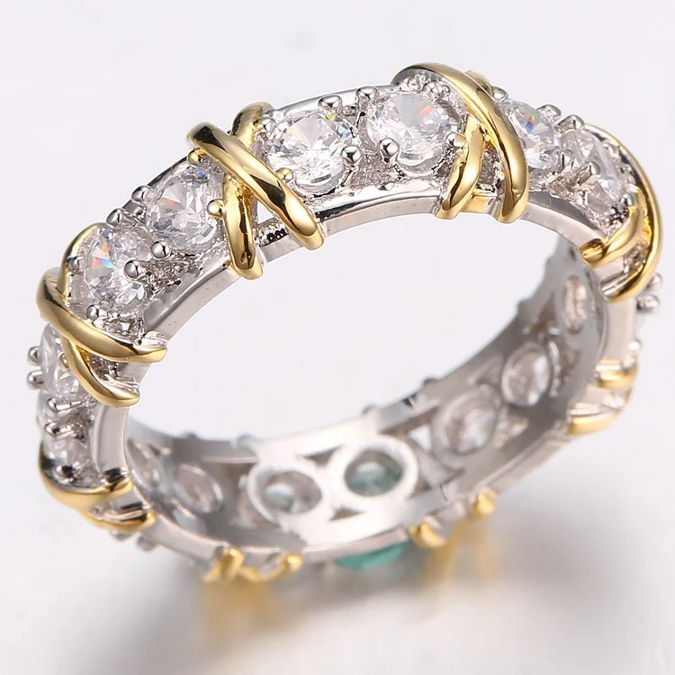 Vintage Elegant Zirconia Gold & Silver Ring