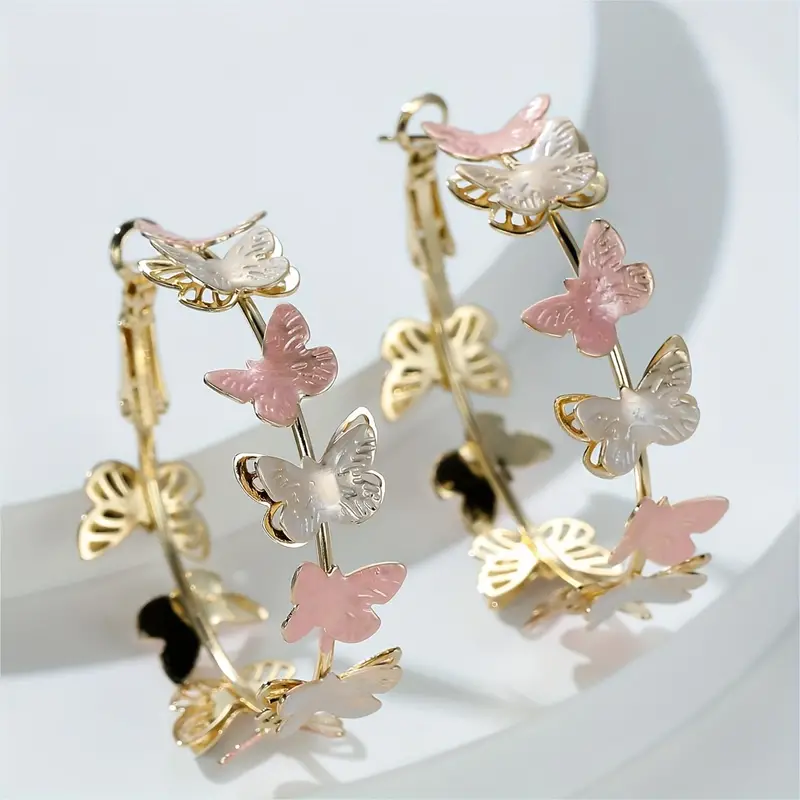 Vintage Butterflies Hoop Earrings