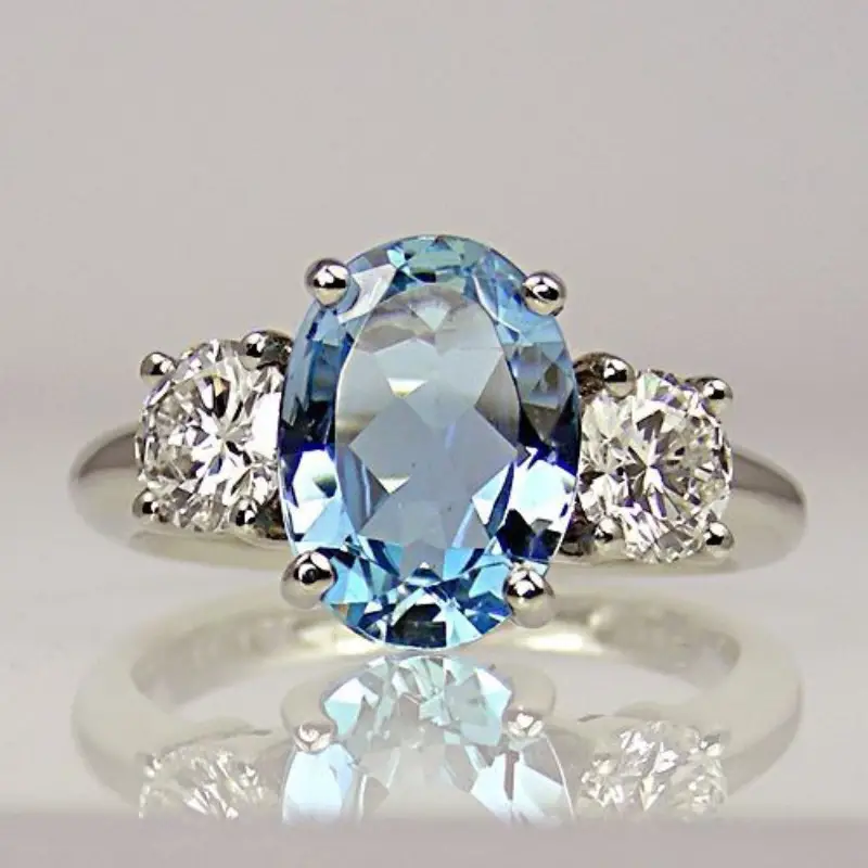 Vintage Light Blue Crystal Ring