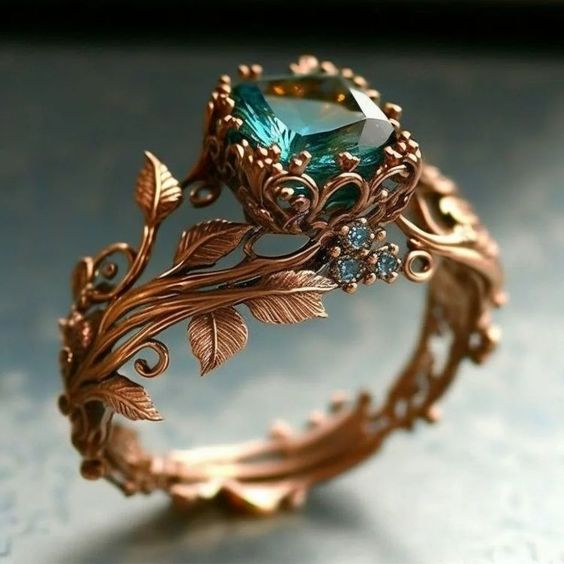 Vintage Green Crystal Forest Ring