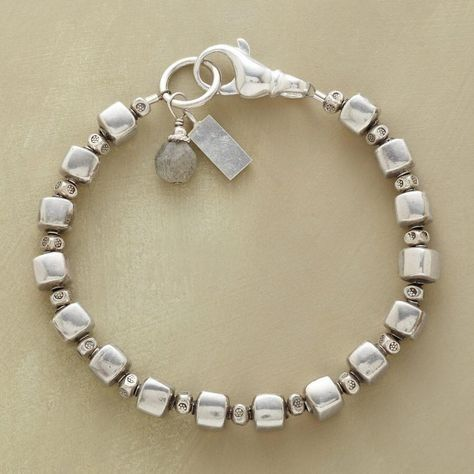 Vintage Silver Cubic Beads Bracelet