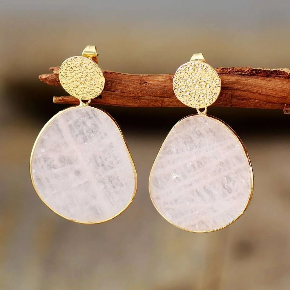 Vintage White Rounded Stone Earrings