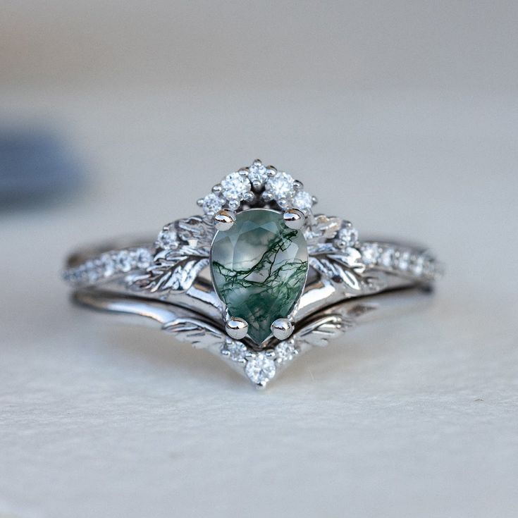 Vintage Greenish Stone Silver Ring