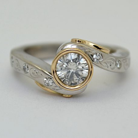 Vintage Golden Zirconia & Silvered Ring