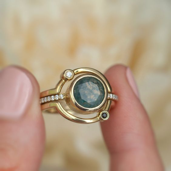 Vintage Blue Opal Golden Ring