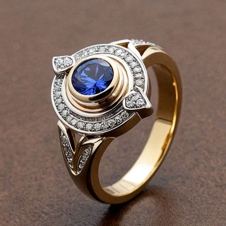 Vintage Blue Crystal Gold Ring