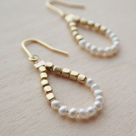 Vintage Pearl & Golden Beads Earrings