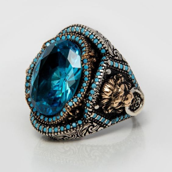 Vintage Blue Crystal Seal Ring