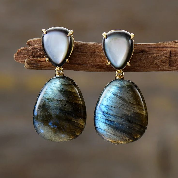 Vintage Blue & White Stone Earrings